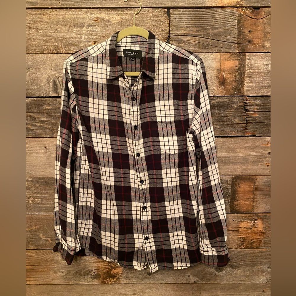 Men’s PacSun Plaid Flannel Long Sleeve Button Down Shirt size M